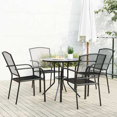 5-Piece Anthracite Stackable Garden Chair Set for Stylish Outdoor