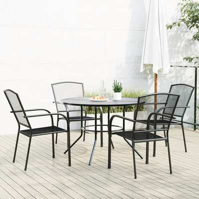 5-Piece Stackable Garden Chair Set in Anthracite For Outdoor