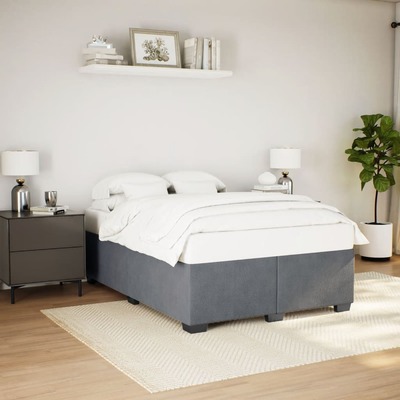 Sleek Dark Grey Double Velvet Bed Frame Mattress Not Included