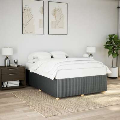 Stylish Dark Grey Double Fabric Bed Frame Without Mattress  Modern and Sleek Design