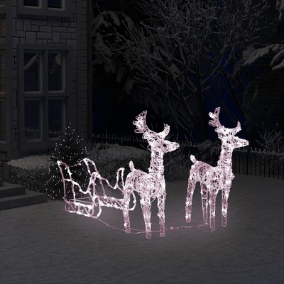 Reindeers & Sleigh Christmas Decoration 160 LEDs 130 cm Acrylic