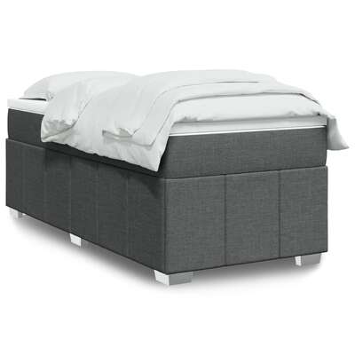 Elegant Dark Grey Fabric Box Spring Bed with Mattress  King Single Size