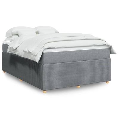 Modern Box Spring Bed in Dark Grey with Comfortable Mattress for Double Beds