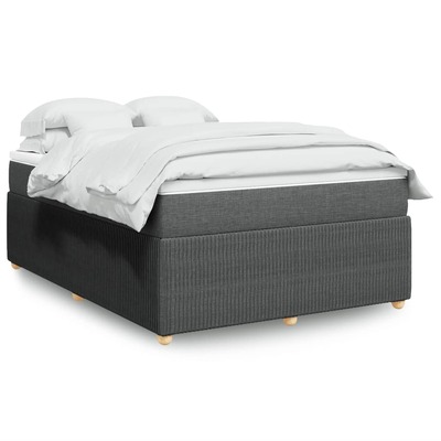 Elegant Black Queen Box Spring Bed with Mattress Stylish Fabric Design