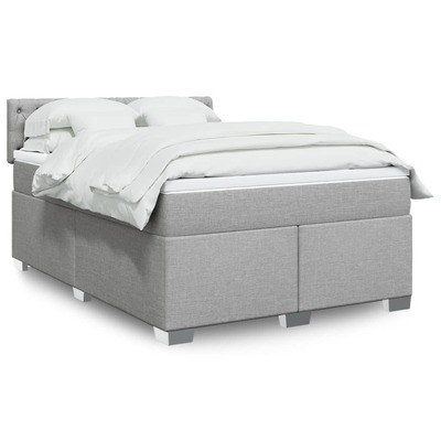 Dark Grey Double Fabric Box Spring Bed with Mattress for a Modern and Comfortable