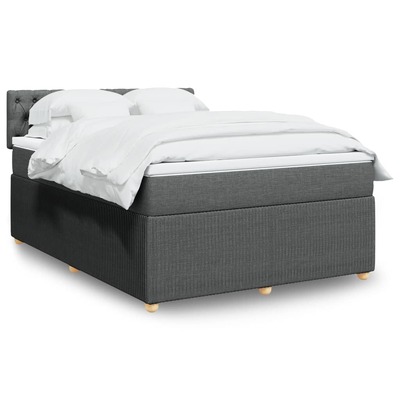 Comfort and Style Dark Grey Box Spring Bed with Mattress in Double Fabric