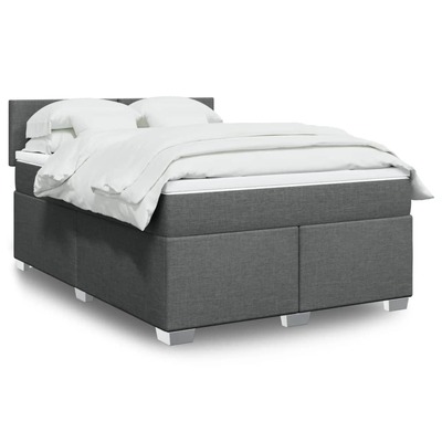 Versatile - Dark Grey Queen Box Spring Bed with Mattress 