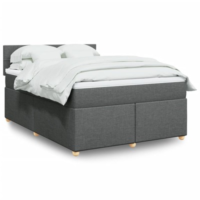 Sleek and Stylish Dark Grey Queen Box Spring Bed with Mattress