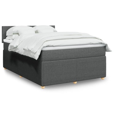 Sleek and Comfortable Light Grey Queen Box Spring Bed with High-Quality Mattress