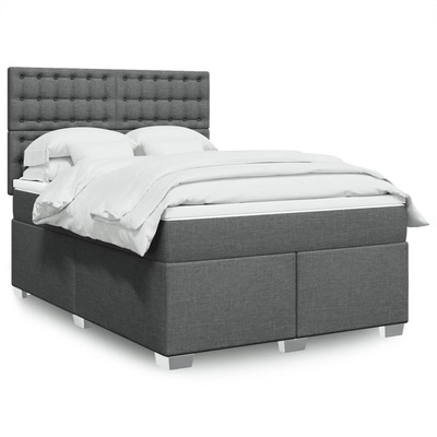 Durable and Elegant Dark Grey Queen Box Spring Bed with High-Quality Mattress