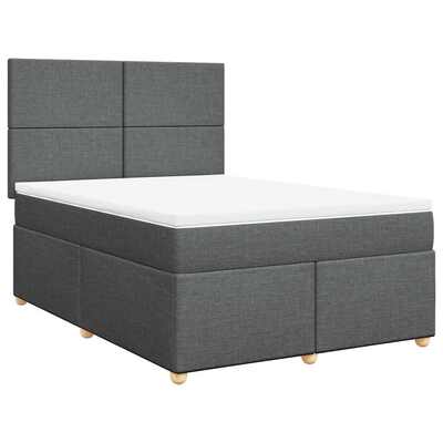 Modern Box Spring Bed with Mattress Bedstead Double Bed Dark Grey Queen Fabric