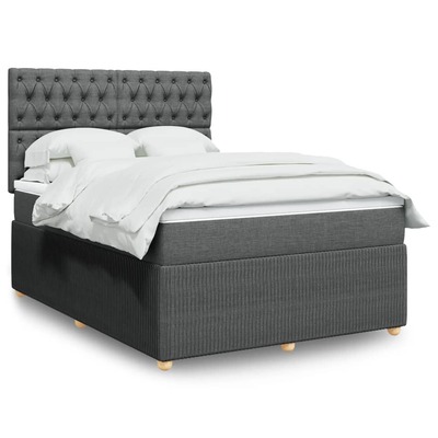 Luxurious Dark Grey Queen Box Spring Bed with Mattress for Ultimate Comfort