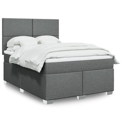 Dark Grey Queen Box Spring Bed with Mattress  Modern Design