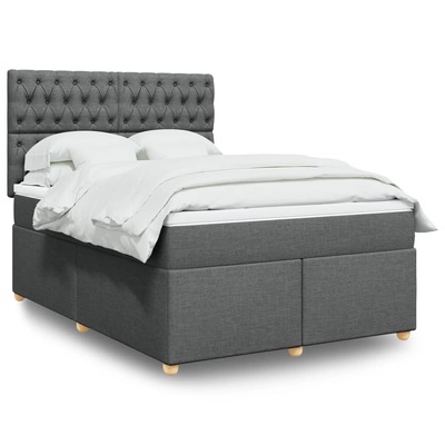 Comfort Meets Style: Dark Grey Queen Box Spring Bed with Quality Mattress