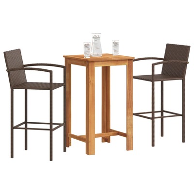 3 Piece Garden Bar Set Brown Solid Wood Acacia