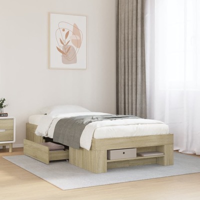 Elegant Sonoma Oak Bed Frame  Single Size, Durable Engineered Wood Design