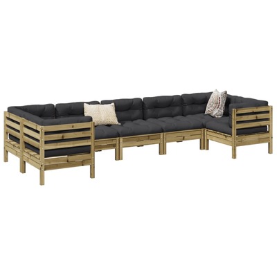 7 Piece Garden Sofa Set with Cushions Impregnated Wood Pine