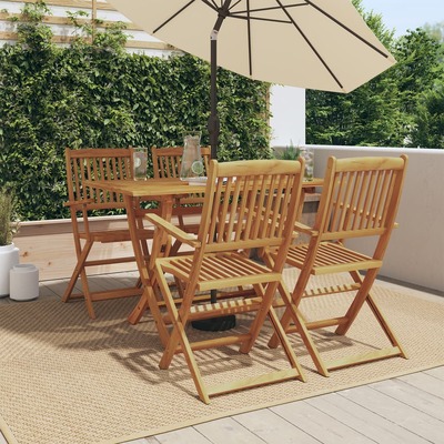 5 Piece Garden Dining Set Solid Wood Eucalyptus