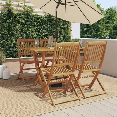 5 Pcs Garden Dining Set Solid Wood Eucalyptus