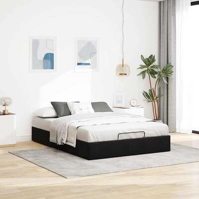 Black Velvet Ottoman Bed Frame No Mattress Double Size  Comfort