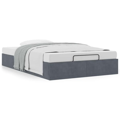 Luxury Dark Grey King Single Velvet Ottoman Bed Frame Without Mattress