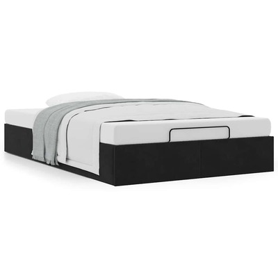 Sleek Ottoman Bed Frame No Mattress Black King Single Velvet