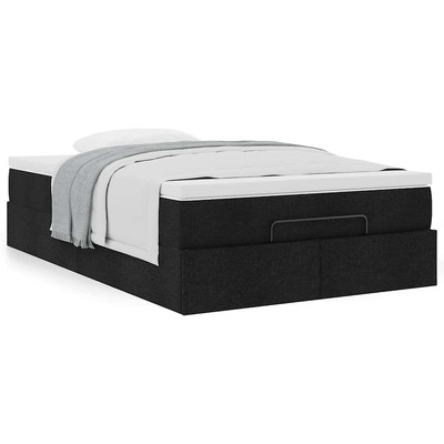 Stylish Black Ottoman Bed with Mattress in King Single Fabric Design