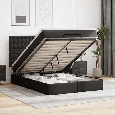 Ottoman Bed with Mattress Home Bed Base Bed Frame Black Double