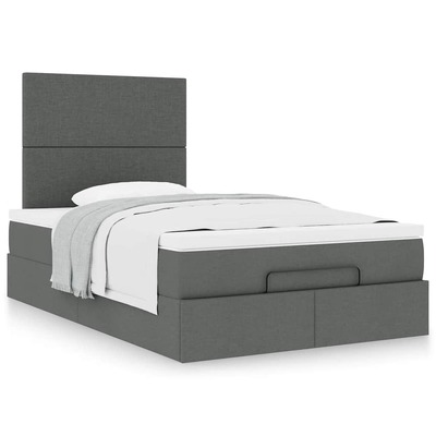 Durable and Stylish Dark Grey Ottoman Bed with Mattress  King Single Fabric