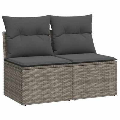 4 Piece Garden Sofa Set with Cushions Grey Poly Rattan Acacia - Perfect Outdoor Comfort