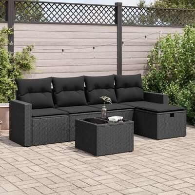 Garden Sofa Set with Cushions Modular Sofa 6 Pcs Poly Rattan - Relax in Style