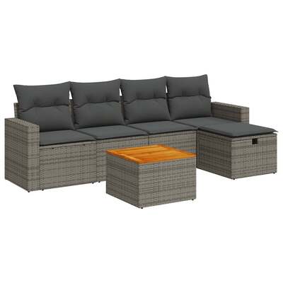 Garden Sofa Set with Cushions Modular Sofa 6 Piece Grey Poly Rattan - Versatile and Stylish