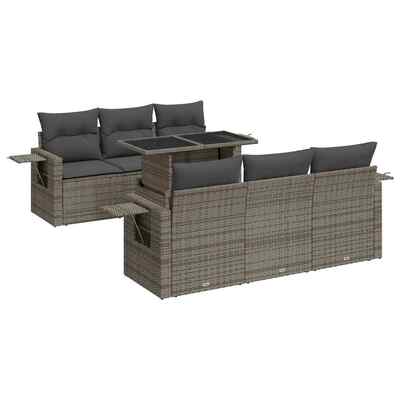 Versatile 7 Piece Garden Sofa Set with Cushions Grey Poly Rattan