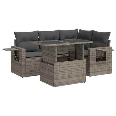 5 Pcs Garden Sofa Set with Cushions Poly Rattan - Outdoor Luxury