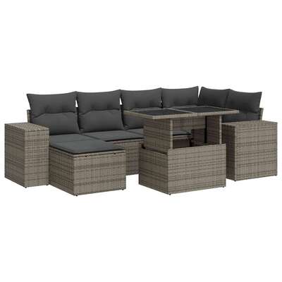 Garden Sofa Set with Cushions Modular Sofa 7 Pcs Poly Rattan - Stylish Comfort