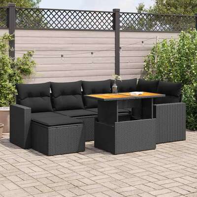 7 Piece Garden Sofa Set with Cushions Poly Rattan - Stylish & Versatile