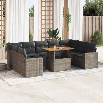 Garden Sofa Set with Cushions Modular Sofa 10 Piece Grey Poly Rattan - Versatile and Stylish