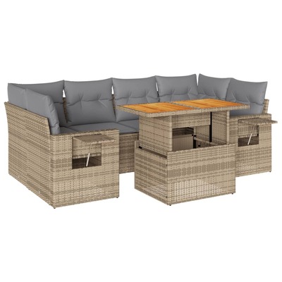 Garden Sofa Set with Cushions Modular Sofa 7 Piece Beige Poly Rattan - Elegant & Versatile