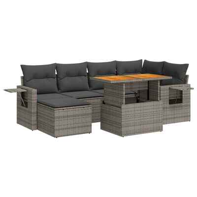 7 Piece Garden Sofa Set with Cushions Poly Rattan - Outdoor Comfort