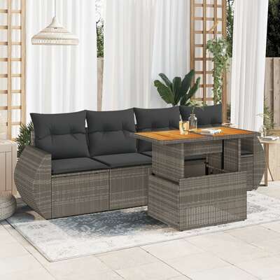 Garden Sofa Set with Cushions Modular Sofa 5 Piece Grey Poly Rattan - Versatile