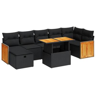 Stylish Comfort 5 Piece Garden Sofa Set with Cushions Black Poly Rattan