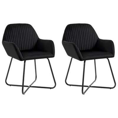 2x Dining Chairs Black Velvet Restaurant Accent Chair Seat Furniture