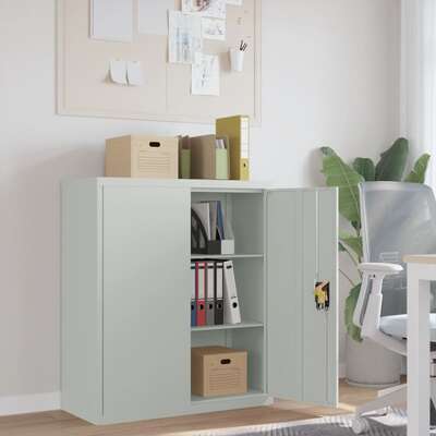 Stylish Office Cabinet Steel - Grey Storage Cupboard Stationary File