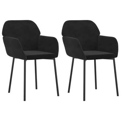 2x Dining Chairs Black Velvet Armchair Kitchen Dining Room Chair Indoor 