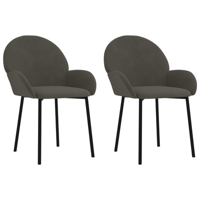 2x Dining Chairs Black Velvet Armchair Kitchen Dining Room Chair - Indoor 