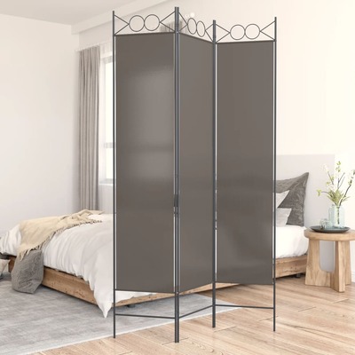 Modern Anthracite Fabric 3-Panel Room Divider for Stylish Privacy Solutions