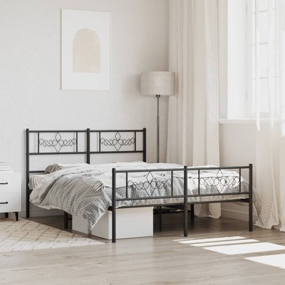 Metal Bed Frame with Headboard and Footboard Queen