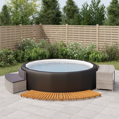 Tranquil Retreat: Grey Poly Rattan Hot Tub Enclosure with Solid Wood Acacia