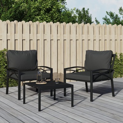 Serenity in Steel: 2-Piece Garden Chairs with Grey Cushions