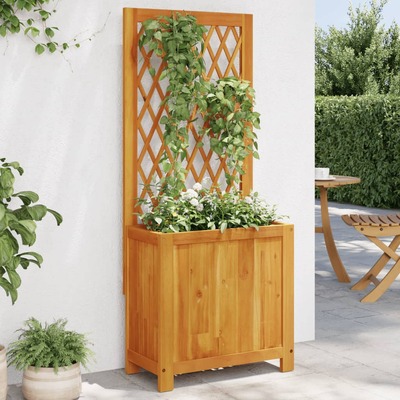 Planter with Trellis-  Solid Wood Acacia